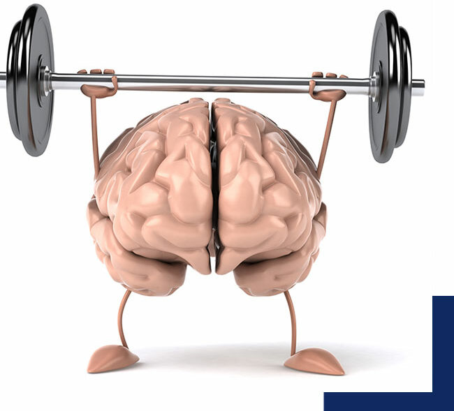 graphic image of brain lifting weights to signify that mental health counseling in Tustin can strengthen you